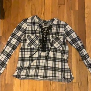 Long sleeve lace up flannel